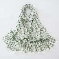 Popular Scarf Keffiyeh Print Muslim Ladies Chiffon Hijab Keffiyeh Fashion Ladies Soft Headwraps Geometric Arab Women Shawl gray