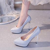Fashion 12cm ultra-high heel single shoes for women, new style of petite pointed-toe thin-heeled waterproof platform sexy high heels 40 juoda