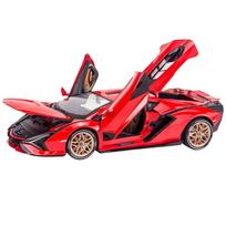 New Energy 1/18 Lamborghini SIAN Lightning FKP37 Supercar Alloy Diecast Metal Model Bookcase Desktop Decoration Ornaments Sound Light Toys raudona
