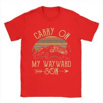 Supernatural Carry On My Wayward Son Dark Heather T-Shirts Men  Novelty Crewneck Short Sleeve T Shirt Gift Idea Clothing S beige
