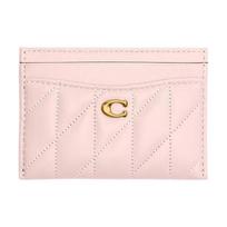 COACH Essential 11 Quilted Metal Logo Sign Leather Card Holder Regular Women's Pink pink auksas