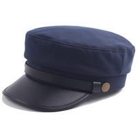 Vintage Style Flat Top Cap with Structured Visor Adjustable Fit Classic Design Casual Outdoor Headwear for Men and Women tamsiai mėlyna