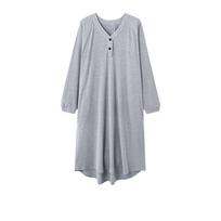 MiiOW Women's Sleep Dress Autumn [Class A Pure Cotton] Long Sleeve 2025 New Casual High-End Homewear Gray M gryna