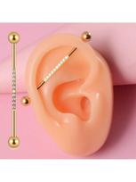 Industrial Scaffold Barbell Body Piercing Jewelry 38mm With CZ Stones Stainless Steel onesize auksas