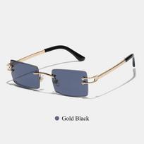 Ruiao Y2K Rimless Square Sunglasses Unisex Diamond Cut Lens Small Frame Retro Fashion UV400 Shades Street Style Eyewear 2026 New gray