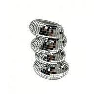 Decorative Flower Vase Disco Ball Vase Glass Mosaic Mirror Tile Vase New Mosaic Flower Vase gray