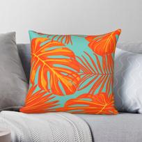 Orange Turquoise Tropical Leaves Square Pillowcase Polyester Linen Velvet Creative Decor Throw Pillow Case Sofa Cushion Cover 30X30CM red