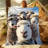 Cozy Sheep Print Blanket & Shawl Suitable for - Use, Soft Flannel Throw with Adorable Sheep Pattern, Machine Washable Bedspread for Home, Office, - Gi 75X95CM white