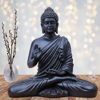 Resin Meditating Sitting Buddha, Lord Gautam Buddha Statue, Black Color juoda