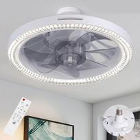 2-in-1 Ceiling Fan with LED Light Remote Control Dimmable Smart Fan Light for Bedroom Living Room Kitchen balta