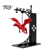 Dragon Bookends for Shelves Flying Bookshelf Light, Decorative Bookend Light & Desk, Versatile Shelf Book Organizer Sculpture Support, Heavy Duty Home 1pc raudona