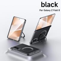 Prabangus 360° besisukantis magnetinis stovas, anglies pluošto dėklas, skirtas Samsung Z Fold 8, platus, atsparus smūgiams, Magsafe, metalinis objektyvas, plonas dangtelis Galaxy Z Fold 8 Wide mėlyna