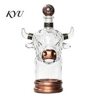 Namų Biuro Baro Dekoras Škotijos Karvės Viskiui Decanteris, Unikalus Galvos Stiklinis Alkoholio Butelis Decanterio Barui, 350ml Rustic Laikymo Indas, Dovana white