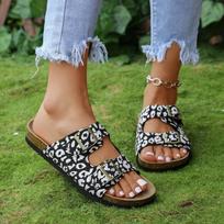 Women's Summer Thick-Soled Belt-Buckle Slide Sandals, Outdoor Beach Casual Footwear, Available In Large Sizes. 35 balta