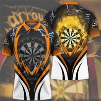 3D Printed Cool Dart Polo Shirt Men Personality Pattern T-Shirts Fashion Casual Loose Street Lapel Tops Short Sleeve Button Tees 4XL orange