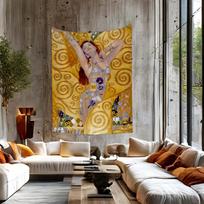 Famous Painting By Gustav Klimt Hanging Bohemian Tapestry Japanese Wall Tapestry Anime Kawaii Room Decor 50x70 cm brown