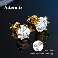 Promotion Moissanite Earrings for Women Pass Diamond Test Pen 100% With Ear Studs 925 Silver Fine Jewelry 0.5ct(5mm)x 2pcs-box white