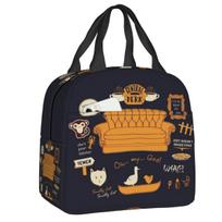 Custom TV Show Friends Symbol Portable Lunch Box Women Leakproof Thermal Cooler Food Insulated Lunch Bag School Children Student 22x20x13cm black
