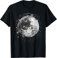 Black and White Disco Ball Club Retro T-Shirt S įvairiaspalvis