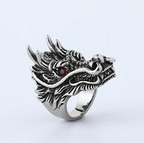 Vintage Men's Dragon Head Ring Size 8 black