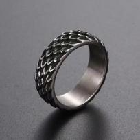Adjustable Dragon Scale Mens Ring In Sterling Retro Vintage Style Unisex Finger Boyfriend Gift Adjustable Open Band gray