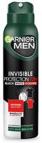 Garnier Men Deodorantas purškiklis Invisible Protection 72h - Juodas, Baltas, Spalvos 150ml