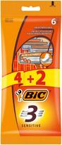 BIC Vyrų skutimosi peiliukai 3 ašmenys Jautriai 1 pakuotė - 6 vnt. (4+2 nemokamai)