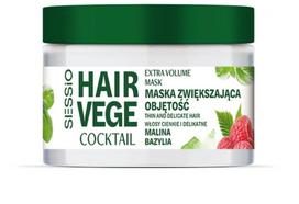 SESSIO Hair Vege Cocktail Mask didinantis apimtį ploniems ir subtiliems plaukams - Avietė ir Bazilikas 250ml