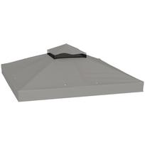 Pavėsinės stogas 3 x 3 m pakaitinis stogas 2 pakopų pavėsinei UPF30+ apsauga drenažo skylės pilkas 300 x 300 x 0.01 cm