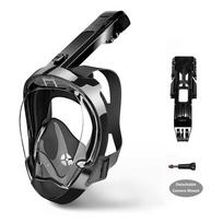 Full Face Diving Mask for Men Women Swim Snorkel Mask with Detachable Camera Mount Adult Snorkeling Tube Goggles Set Scuba Gear S/M juoda