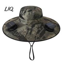 Breathable Waterproof Hat Solar Fan Hat, UPF 50+ Wide Brim Sun with 2 Cap Fans, & USB Rechargeable, 3 Speeds for Fishing/Camping/Hiking/Gardening