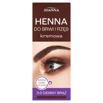 JOANNA Kreminė Henna ant Antakių ir Blakstienų su Ricinos Aliejumi - 3.0 Tamsiai Ruda 15ml
