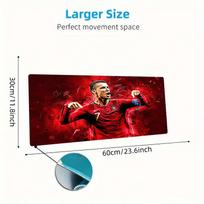 Football Ronaldo Mouse Pad, Large Gaming Desk Mat, Non-slip XXL Mousepad for Laptop & Tablet, Mini PC Playmat with Stitched Edges 30cmx60cm(11.8x23.6inch) black