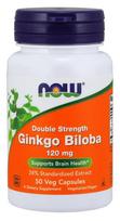 Ginkgo Biloba Double Strength, 120mg - 50 vcaps - NOW Foods