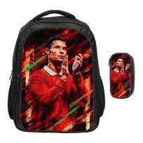 Ronaldo Double layered Backpack CR Football Star 2Pcs Set Backpack, Football Sports Pencil Bags School Bags Mochila Rucksack