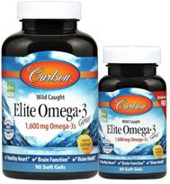 Elite Omega-3 Gems, 1600mg Natural Lemon - 90 + 30 softgels - Carlson Labs