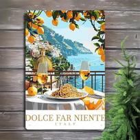 Aukštos raiškos skardos metalinis ženklas Sienų menas Vintažinis Retro Italijos pakrantės Dolce Far Niente Plakatas Metalinis skardos ženklas Vaizdingas Amalfi C 20x30cm（7.8x11.8inch） white