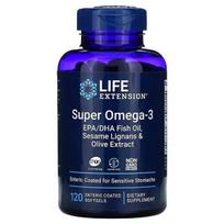 Super Omega-3 EPA/DHA with Sesame Lignans & Olive Extract - 120 enteric coated softgels - Life Extension