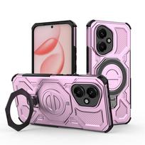 Shockproof Armor Case For Huawei Honor X9C 200 Magic 7 Lite 400 Pro Magnetic Airbag Protect Rotatable Anti-Drop Kickstand Cover Honor 200 Lite rožinė
