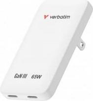 Verbatim Slim GaN charger 65W 2x USB-C US/UK/UE white