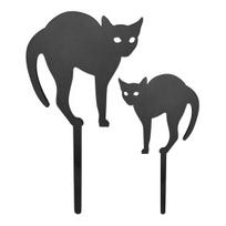 2 vnt./rinkinys gėlių vazonas katės ženklas sodinuko įsmeigiamas katės ženklas su kuoliuku juodo katino siluetas sodo dekoracija laukui vidui vazoniniam augalui kiemui balkonui set black
