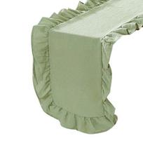 Raffliuotas stalo takelis su banguotu kraštu Rustic stalo takelis Skalbiamas kaimiško stiliaus stalo takelis valgomojo stalui Vestuvių, nuotakos krikštynų vakarėlio dekoravimas 120cm šviesiai žalios spalvos