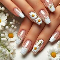 Flower Press on Nail Full Cover Stick on Nail Floral False Nail for Women Girls 24Pcs Office Ready Nail Manicure 1 brown