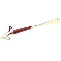 Ilgas metalinis batų ragas su medine rankena Žirgo galva 32cm/12.60in juoda