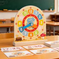 Wooden digital clock teaching aids clock models puzzle children's understanding of learning time toys red