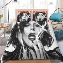 3D Print Singer lady g-Gaga Mayhem Bedding Set Soft Comforter Cover With 1/2pcs Pillow Shams For Kids Adults Duvet Cover 135x200cm gray