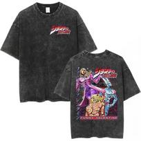 Anime JoJos Bizarre Adventure Brando Diego Graphic T Shirt Men Cotton Clothing Oversized Tshirt Washed Tee Harajuku Tshirt M black