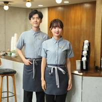 Ruima Women's Short Sleeve Waitstaff Uniform Top L gray