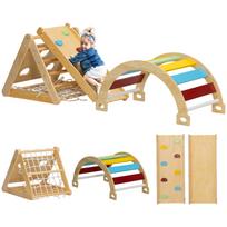 Indoor Climbing Frame, 7-in-1 Climbing Triangle with Slide, Climbing Arch, Multicolor 168 x 62.5 x 57 cm įvairiaspalvis
