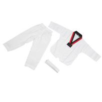 Kids Taekwondo Uniform with Belt Polyester and Cotton Breathable Soft Kids Sports Karate Uniform for Martial Arts Training for Boys Girls M black
